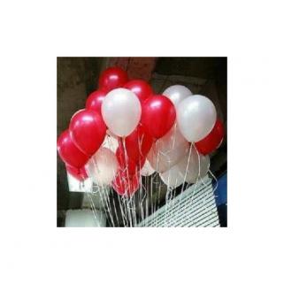 25 Adet Metalik Sedefli (Kırmızı-Beyaz) Karışık Balon Helyumla Uç