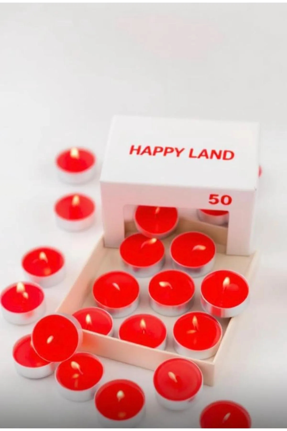 Happyland%20Kırmızı%20Tealight%20Mum%2050%20’li%20Yuvarlak%20Tealight%20Mum%20Dekor%20Mum