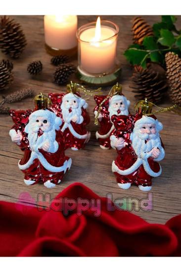 Yılbaşı Çam Ağacı Süsü 4’lü Noel Baba Yılbaşı Süsü 6 cm Yılbaşı Noel Baba Süs Yeni Yıl