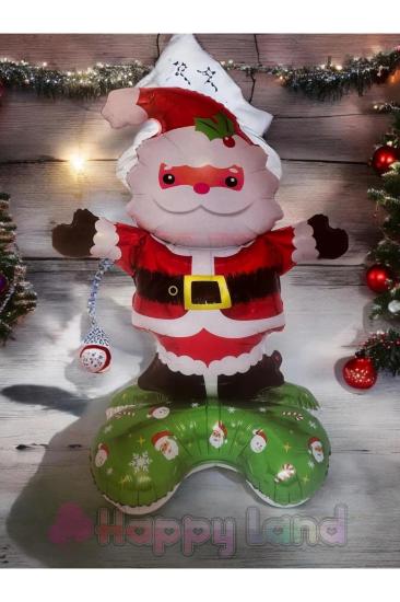 Yılbaşı Ağacı Noel Baba  3d Folyo Balon Ayakta Duran Balon 90 Cm Büyük Boy